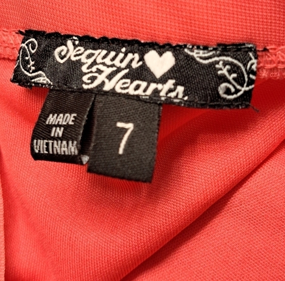 NWT Sequin Hearts Orange Strapless Ruffled Mini Dress Size 7 - Picture 6 of 7